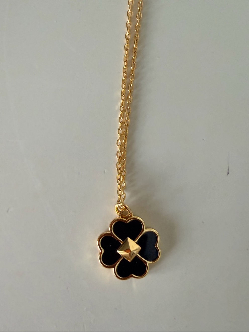 KATE SPADE NEW YORK Spades & Studs Enamel Mini Pendant Necklace Gold & Black - Picture 10 of 10